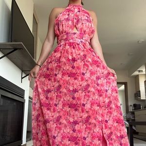 Pink floral maxi dress
